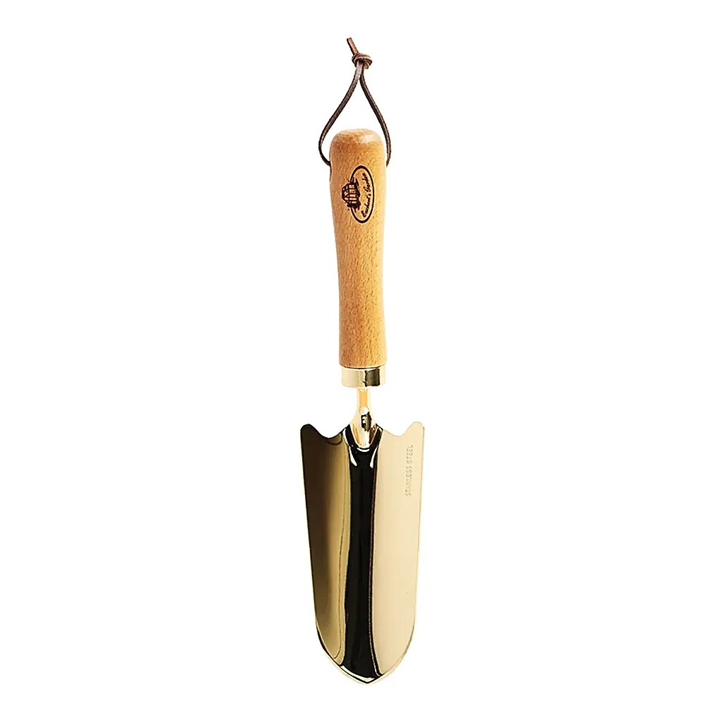 Beech Wood Trowel Gold Plated Stainless Steel