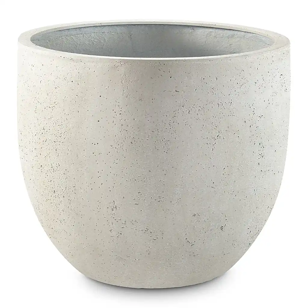 Grigio New Egg Pot Planter - Antique White Concrete