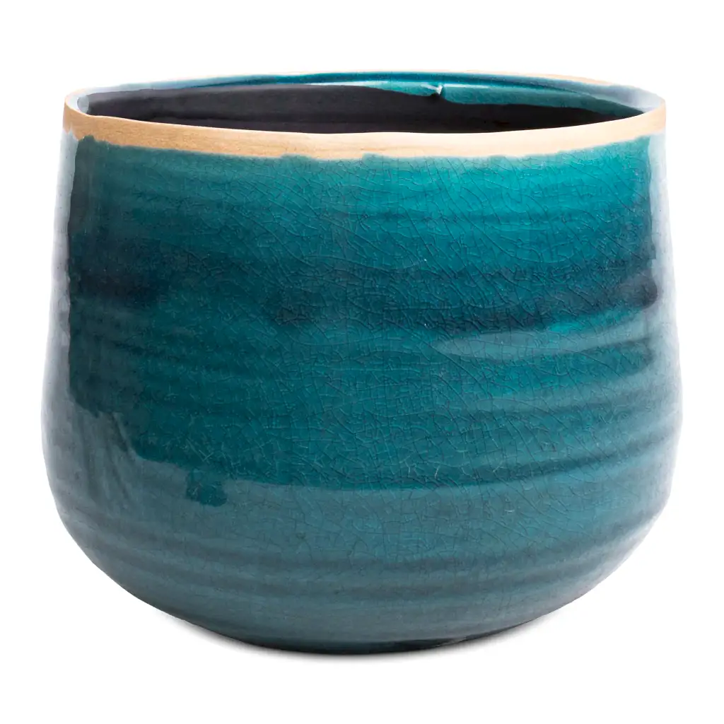 Iris Plant Pot - Turquoise - 18 x 15cm