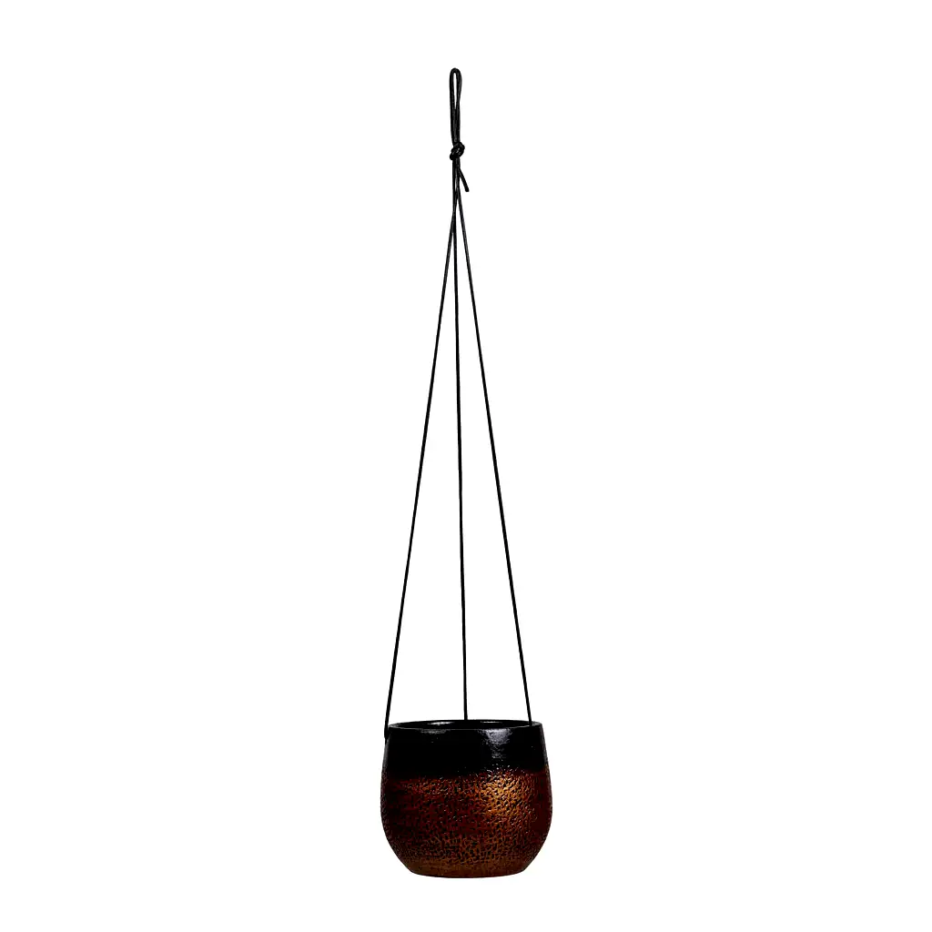 Mya Hanging Planter - Shiny Mocha - 18 x 16cm