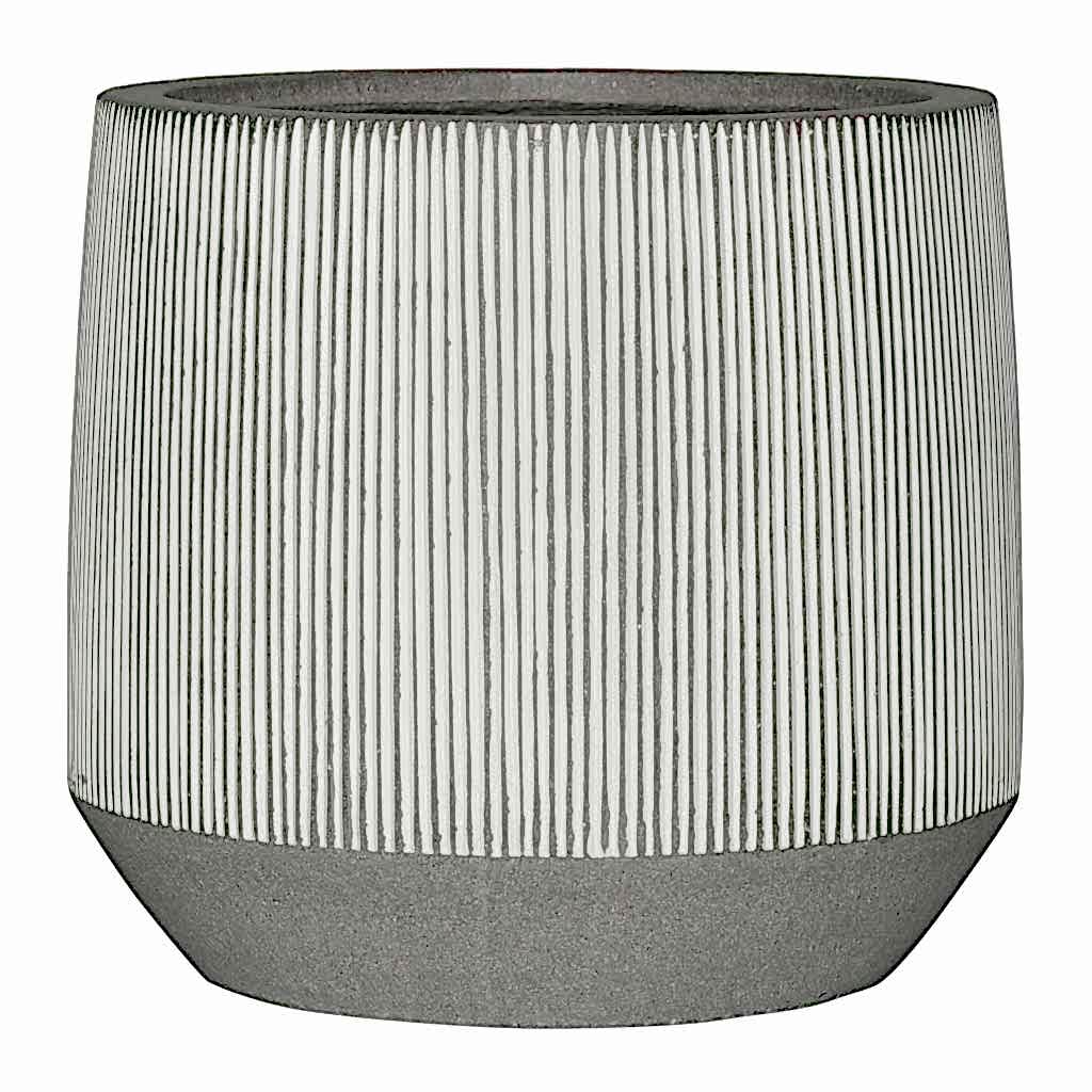 Ridged Harith Plant Pot - White Stripe