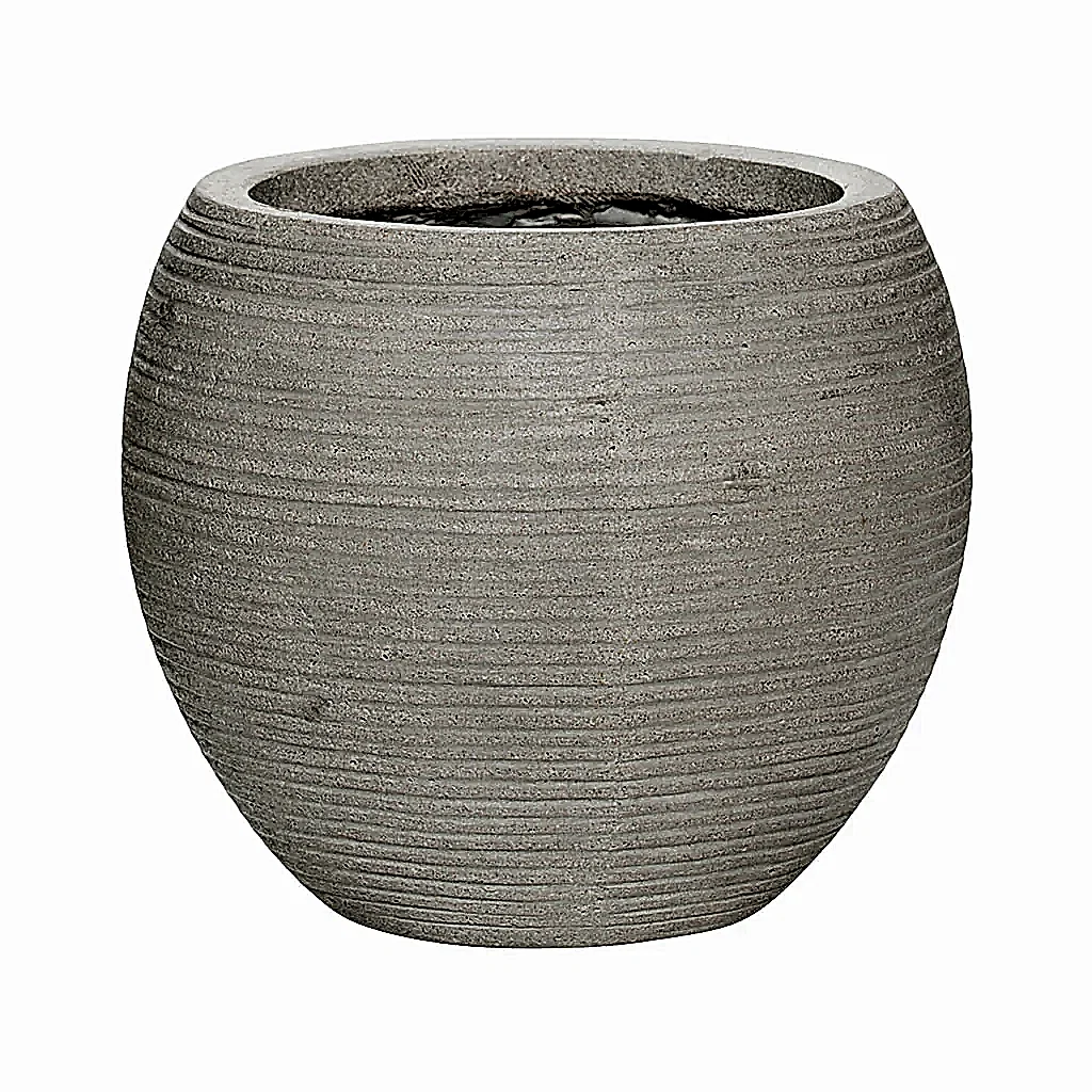 Abby Ball Plant Pot - Ridged Cement 23 x 20cm