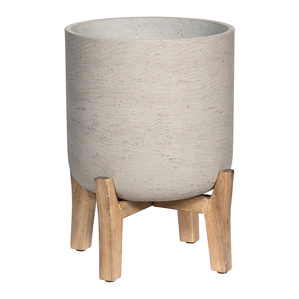 Charlie Plant Pot Low Stand Grey Washed