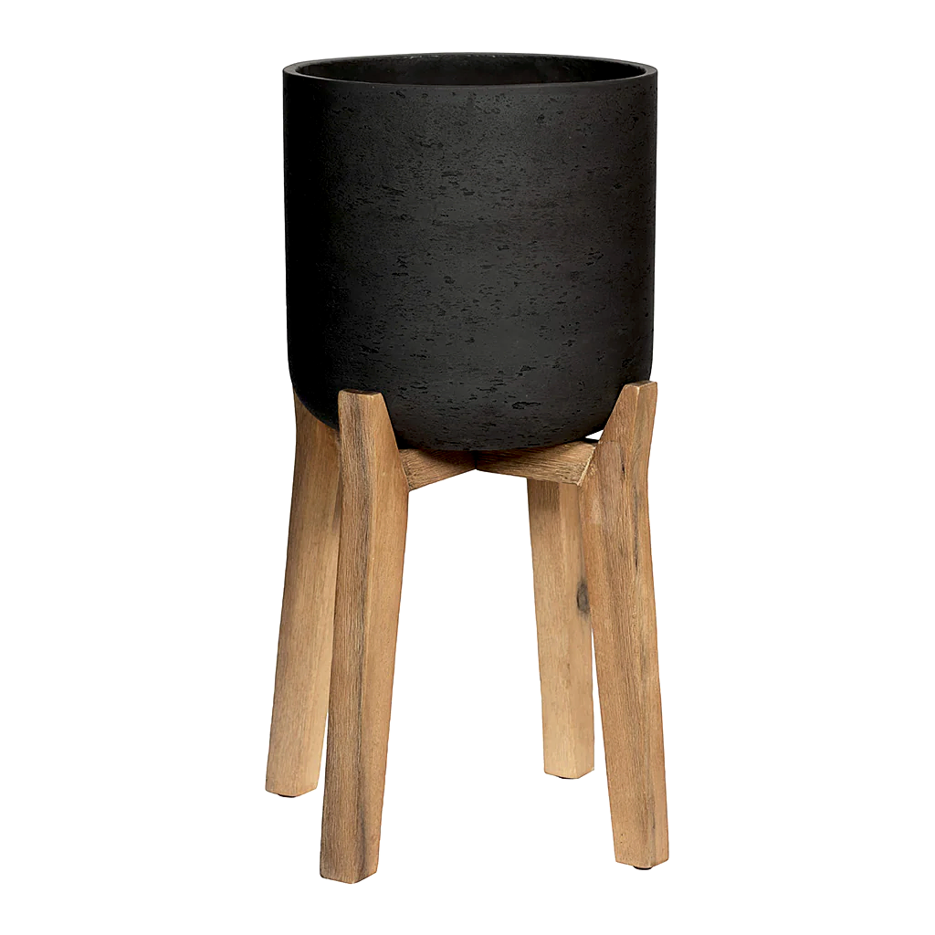 Charlie Plant Pot Tall Stand Black Washed
