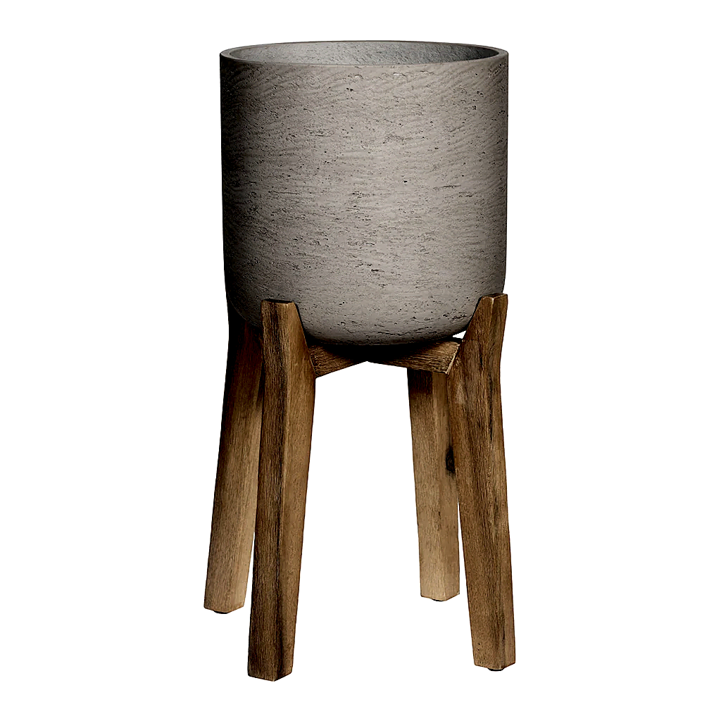 Charlie Plant Pot Tall Stand Grey Washed