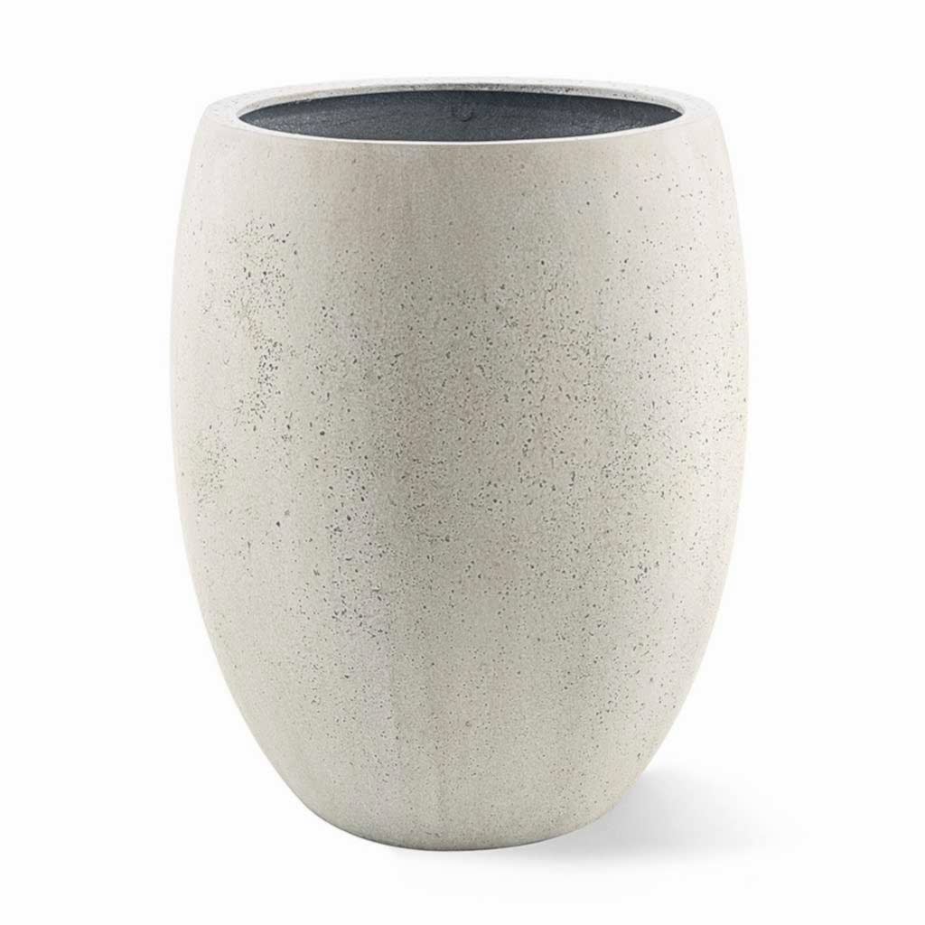 Grigio Tall Balloon Planter - Antique White Concrete